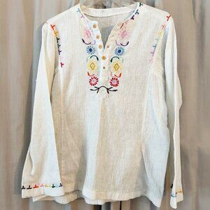 Vintage Boho Tunic with rainbow flower details!